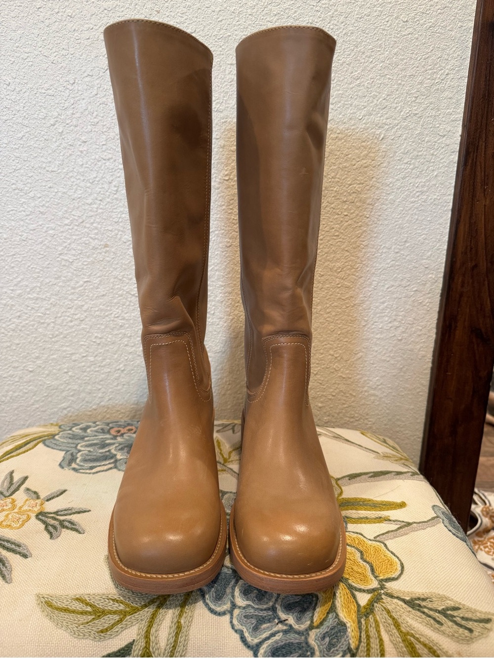 Steve Madden RIGGS Banana Leather Knee High Boots 8.5 Tan Brown